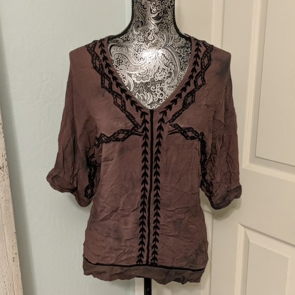 Free People Tops - Free people flowy boho embroidered brown top Free People Tops - Free people flowy boho embroidered brown top